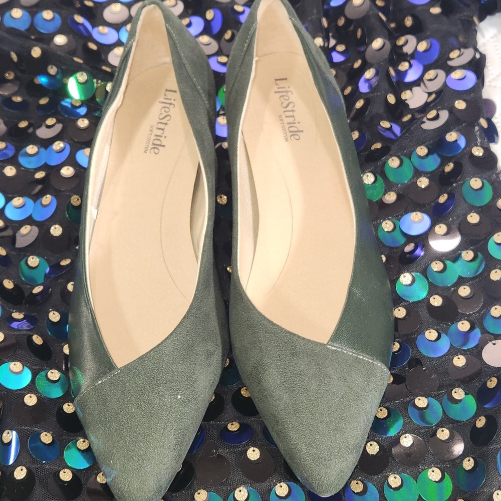 LifeStride flats Womens Promise ballet Shoes Dark forest Green Pointed Toe  9.5M - Picture 5 of 7